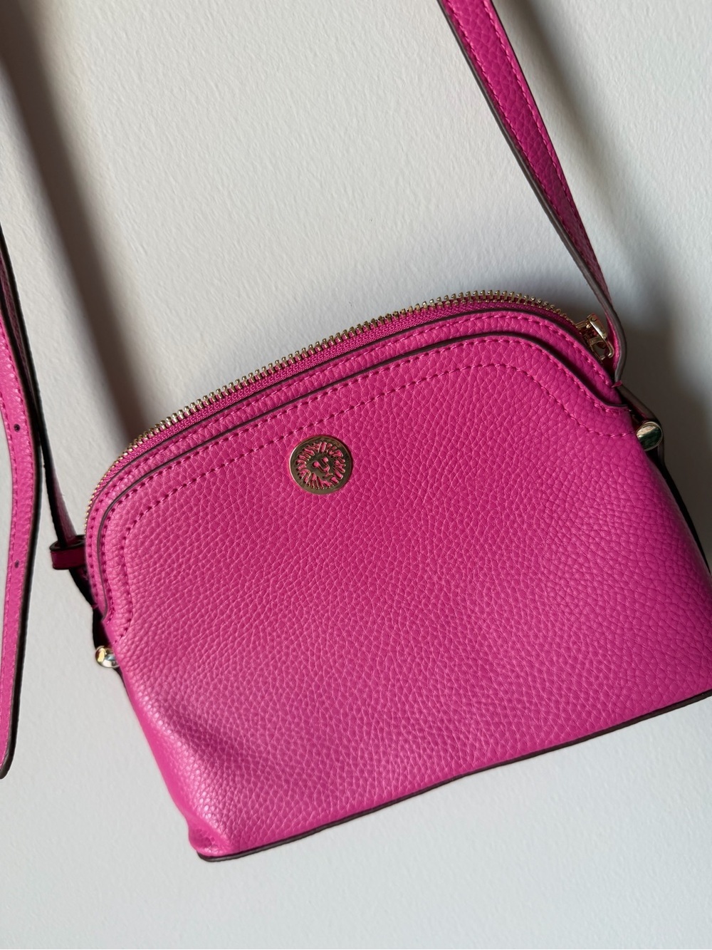 Anne Klein Fuchsia Crossbody Bag with Gold Hardware